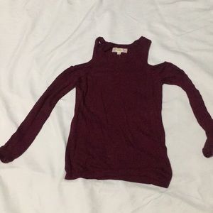 Maroon sweater with cutout shoulder